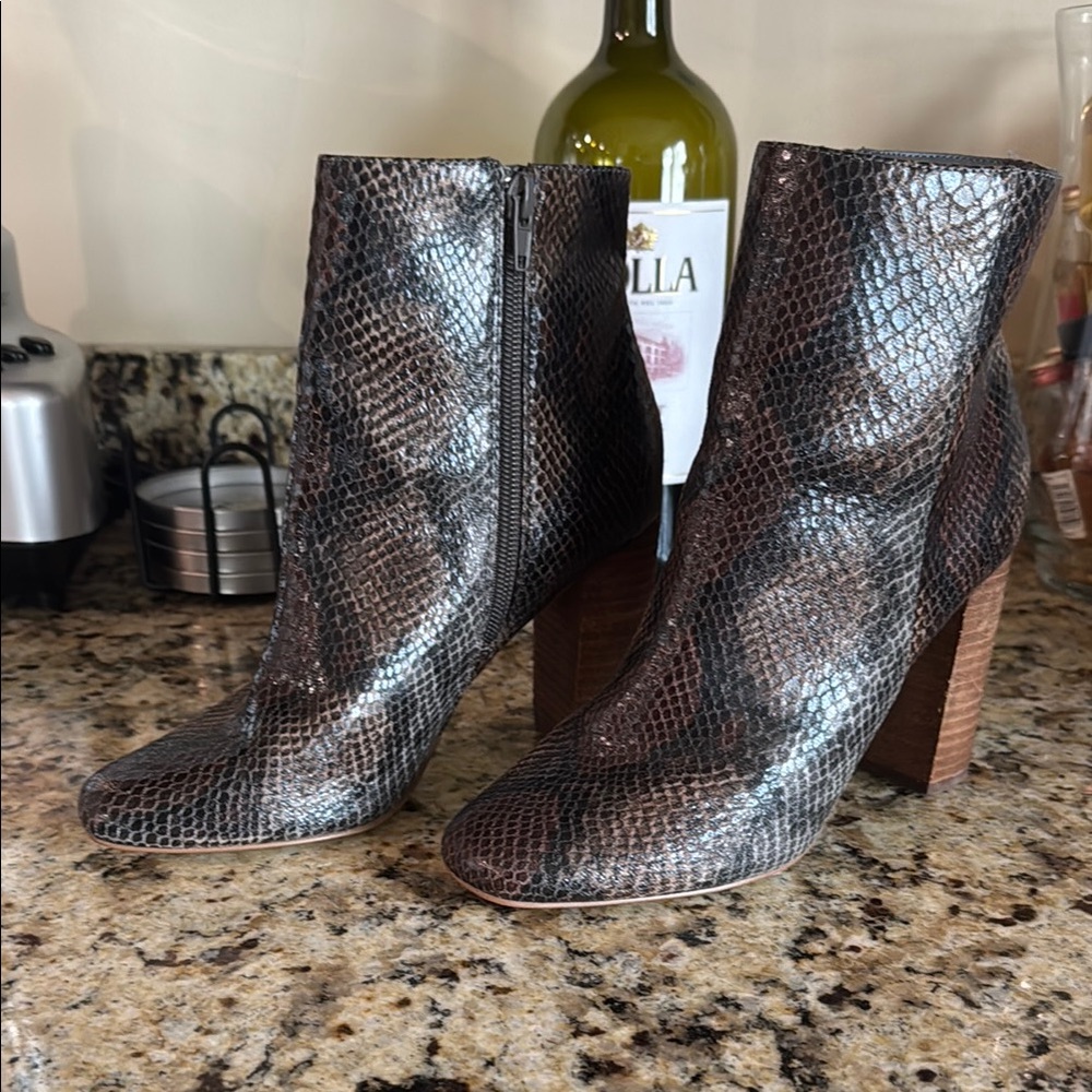 Brown Snakeskin Ankle Boots